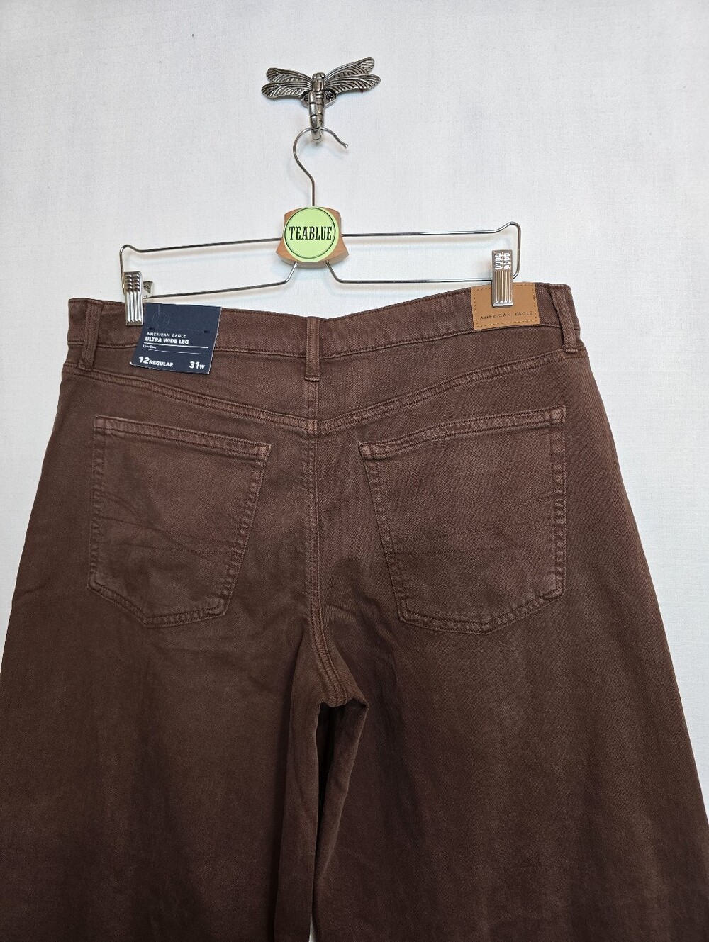 AE American Eagle Low-Rise Ultra Wide-Leg Pant Chocolate Brown 12 Regular - Picture 11 of 16